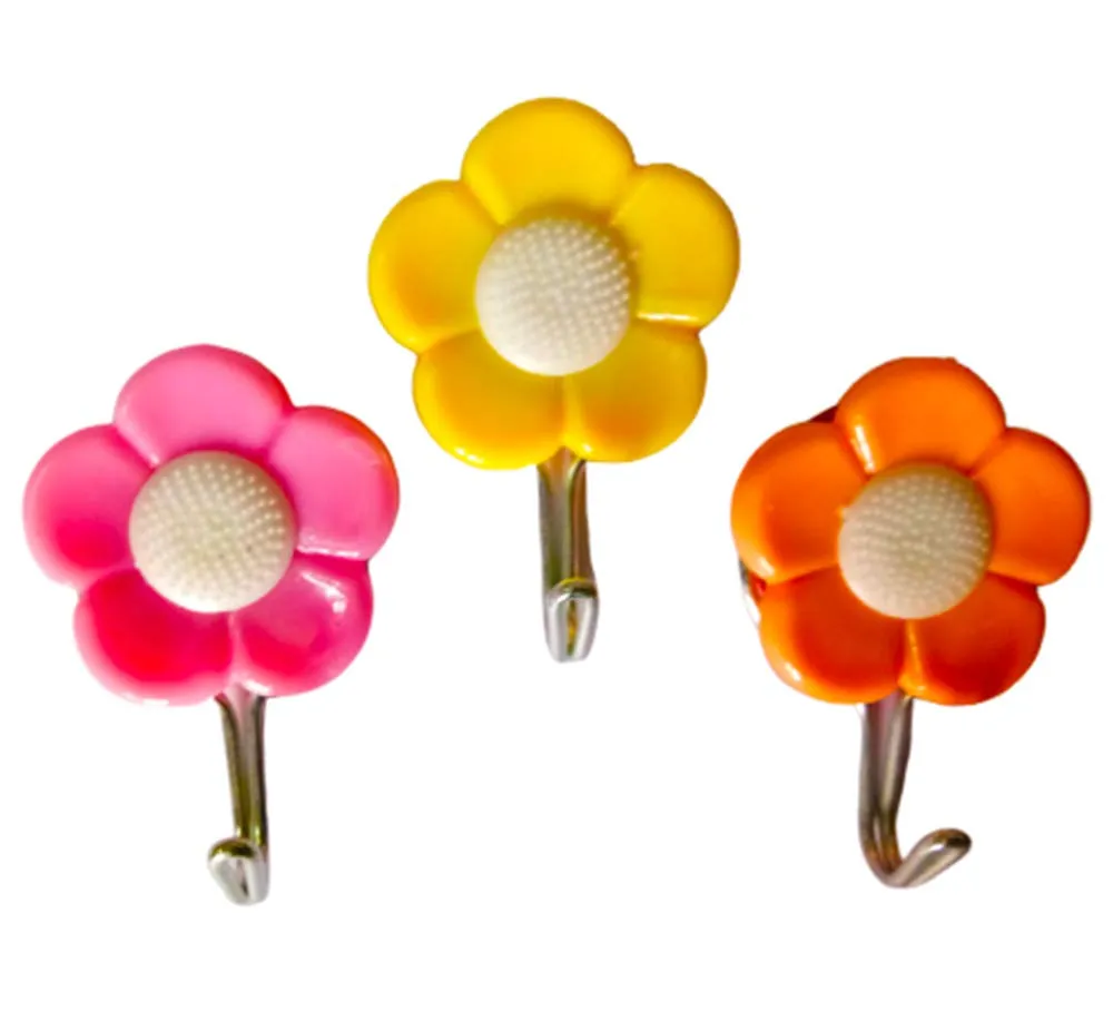 1113 Plastic Self-Adhesive Flower Shape Hooks (Pack of 5)