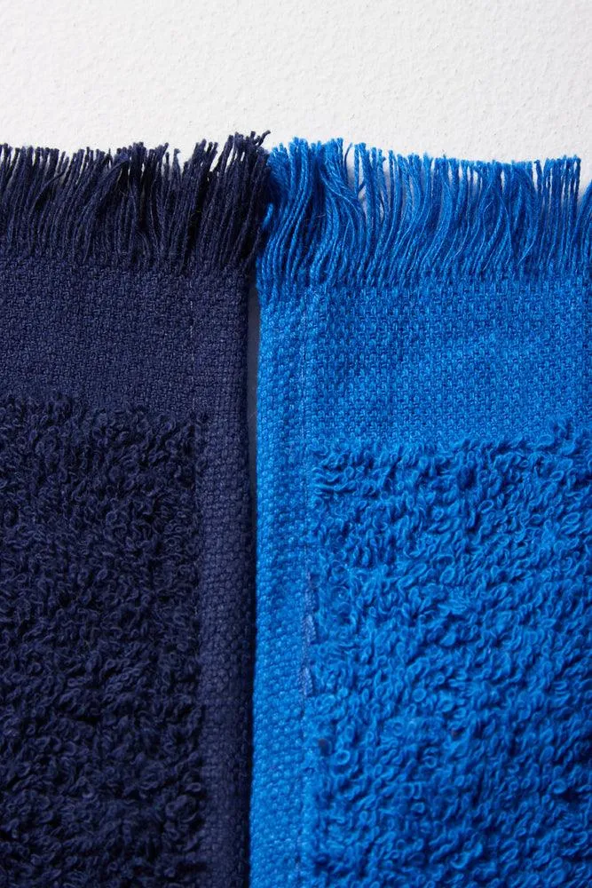 2 Pack Fringe Guest Towels Blue