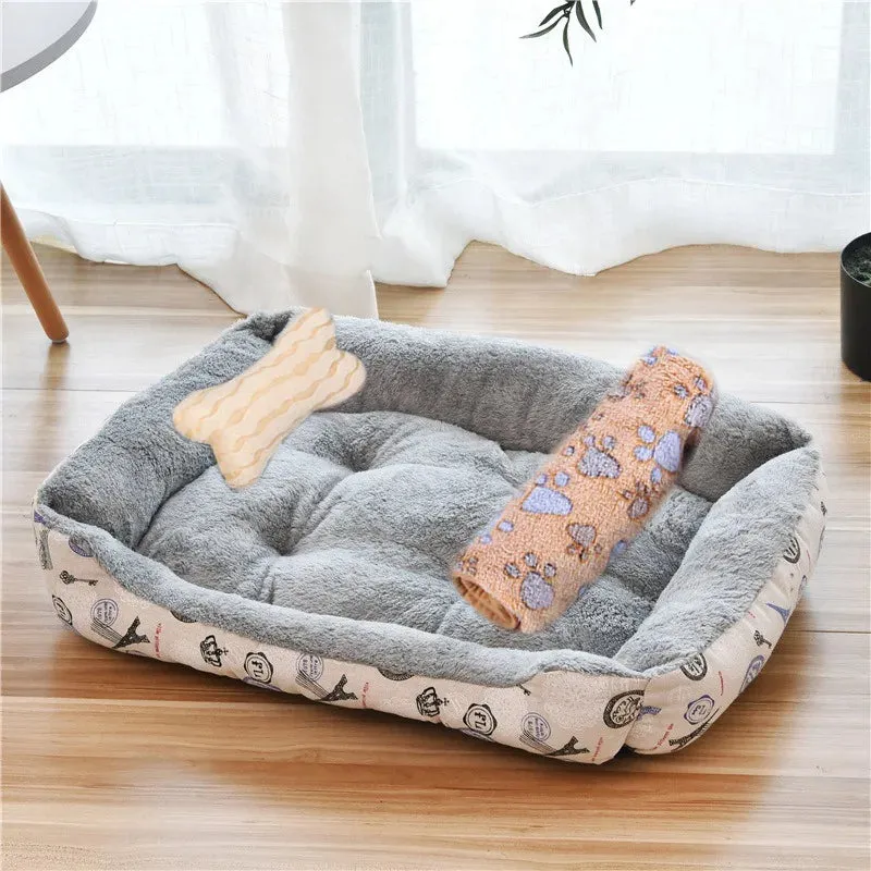 2023 Winter Warm Plush Dog Bed Mat Kennel Soft Fleece Dog Puppy Pet Supplies Nest For Small Medium Dogs House Waterproof Cloth