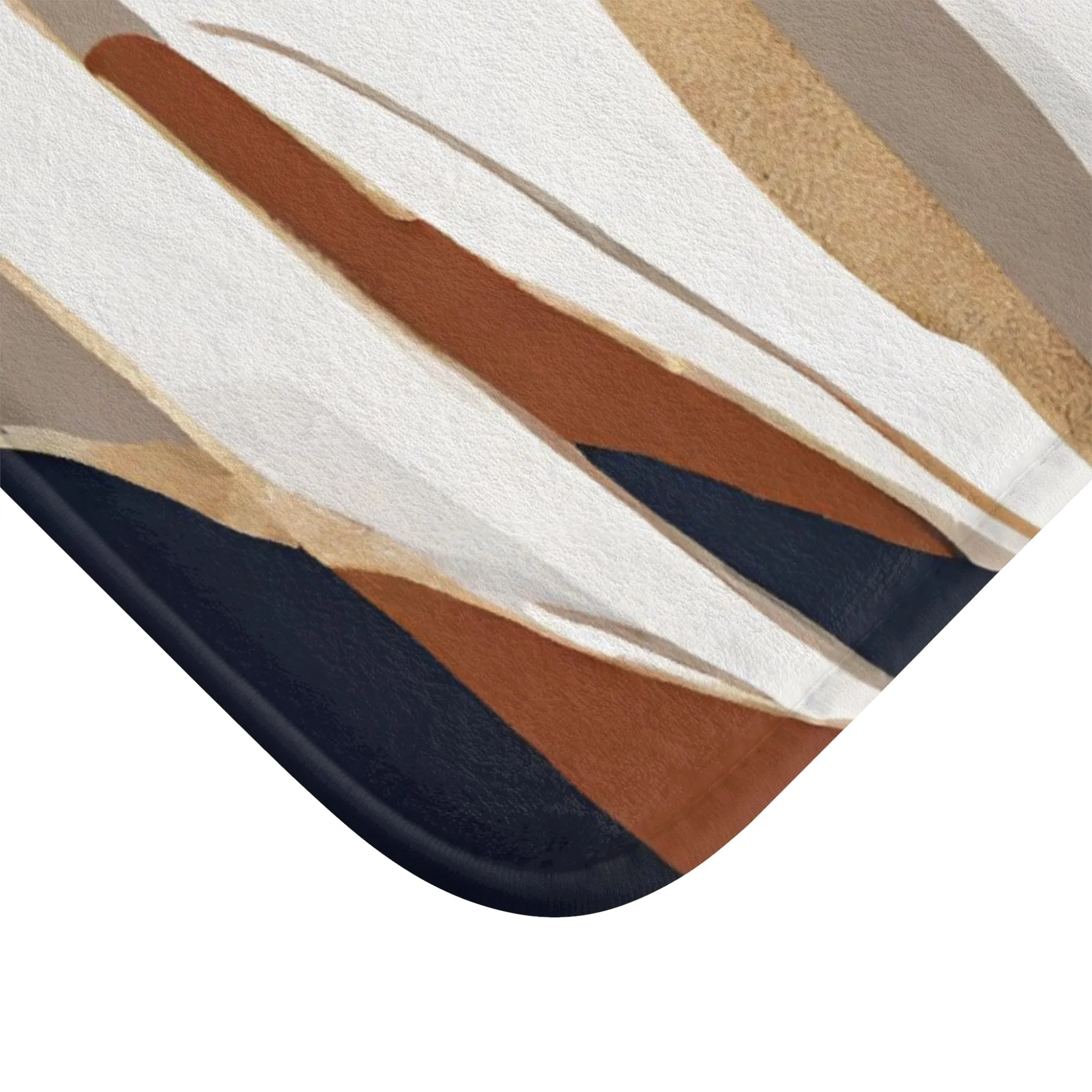 Abstract Boho Bath, Kitchen Floor Mat | Beige Rust, Navy blue White