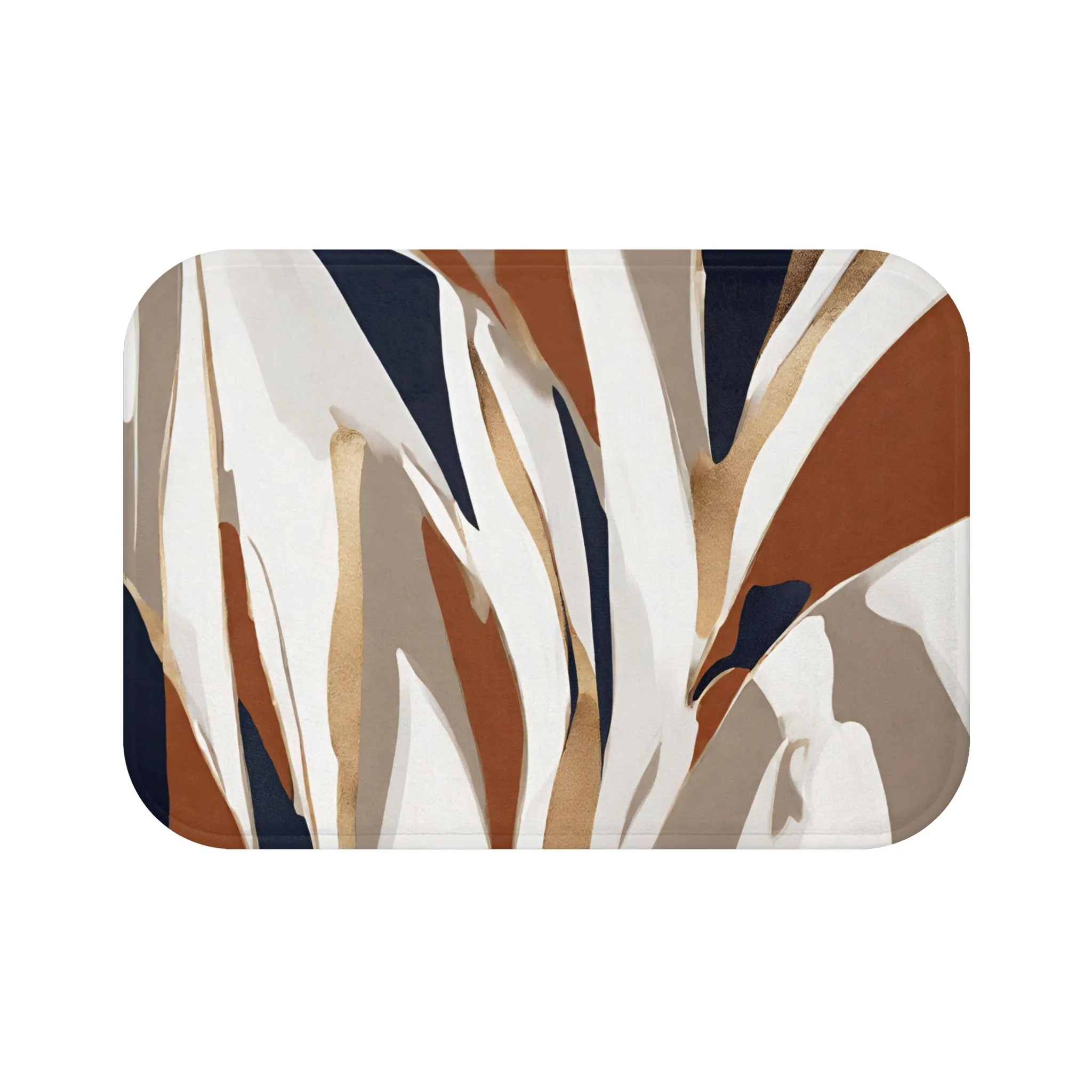 Abstract Boho Bath, Kitchen Floor Mat | Beige Rust, Navy blue White