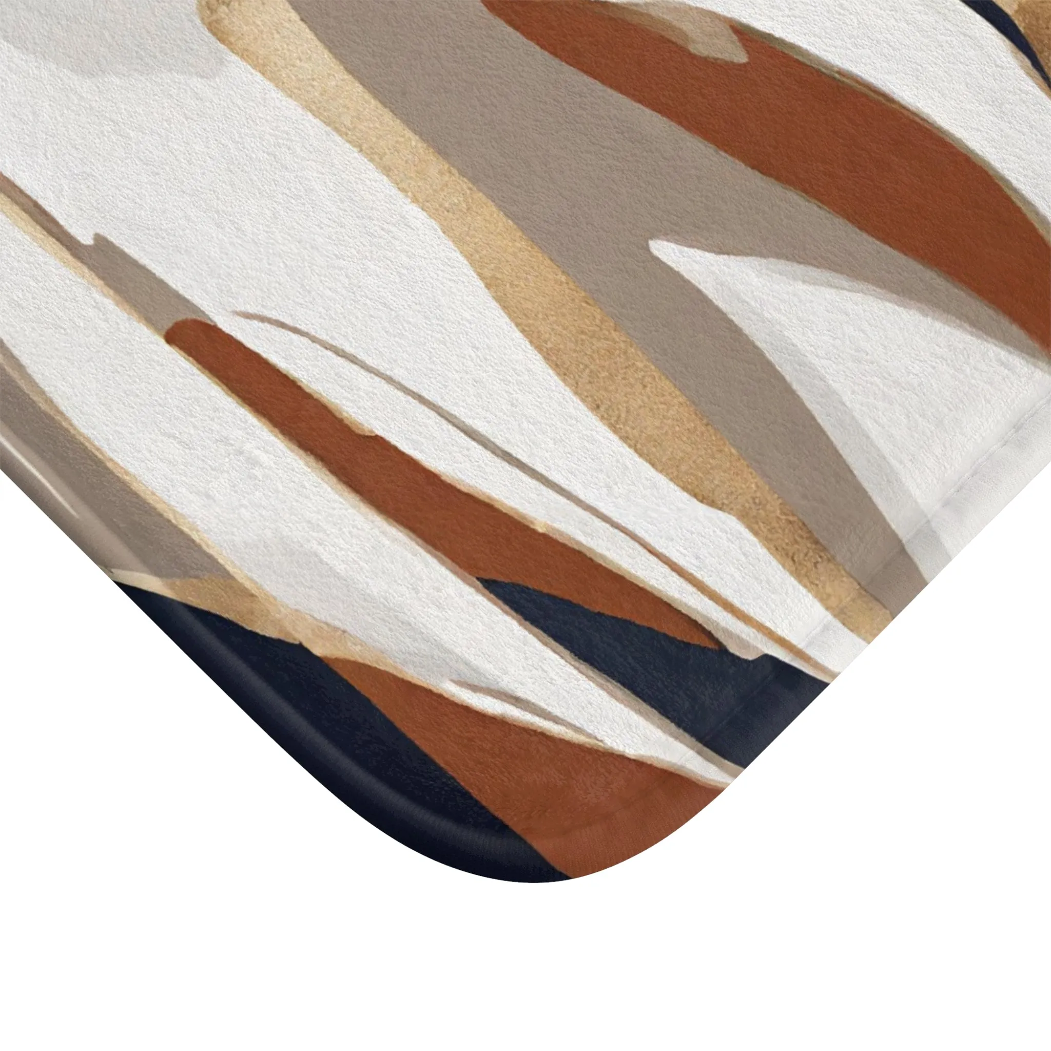 Abstract Boho Bath, Kitchen Floor Mat | Beige Rust, Navy blue White