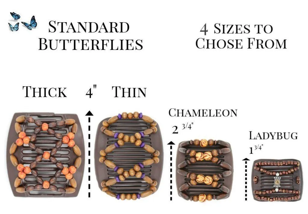 African Butterfly Chameleon Hair Comb - Stones & Bones Black 21