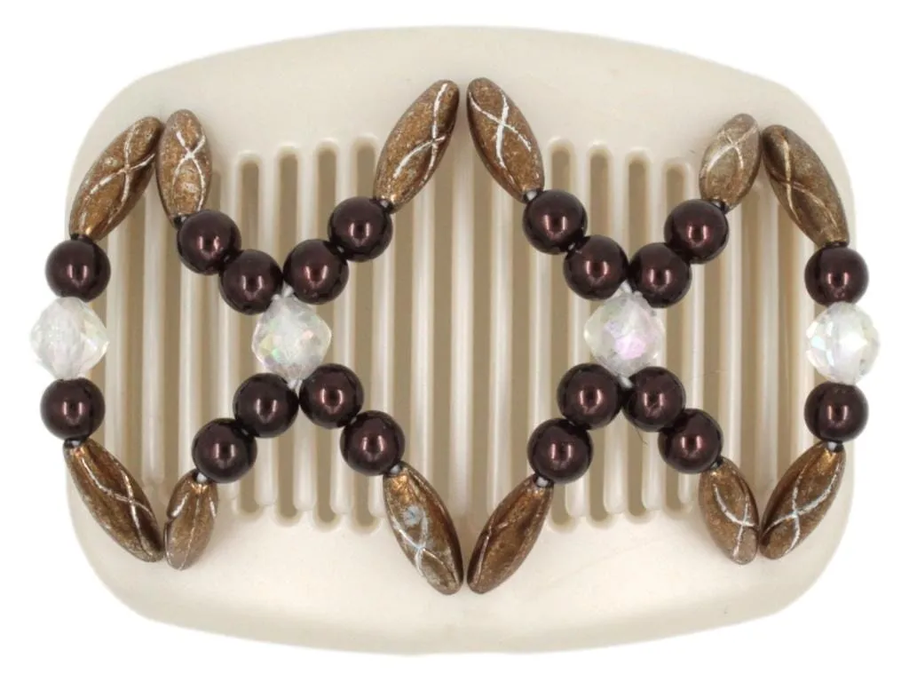 African Butterfly Hair Comb - Dalena White Pearl 22