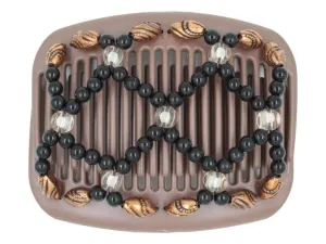 African Butterfly Hair Comb - Ndalena Brown Pearl 03