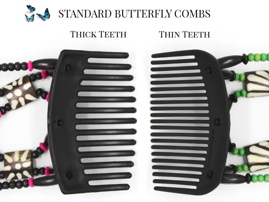 African Butterfly Thick Hair Comb - Beada Brown 200