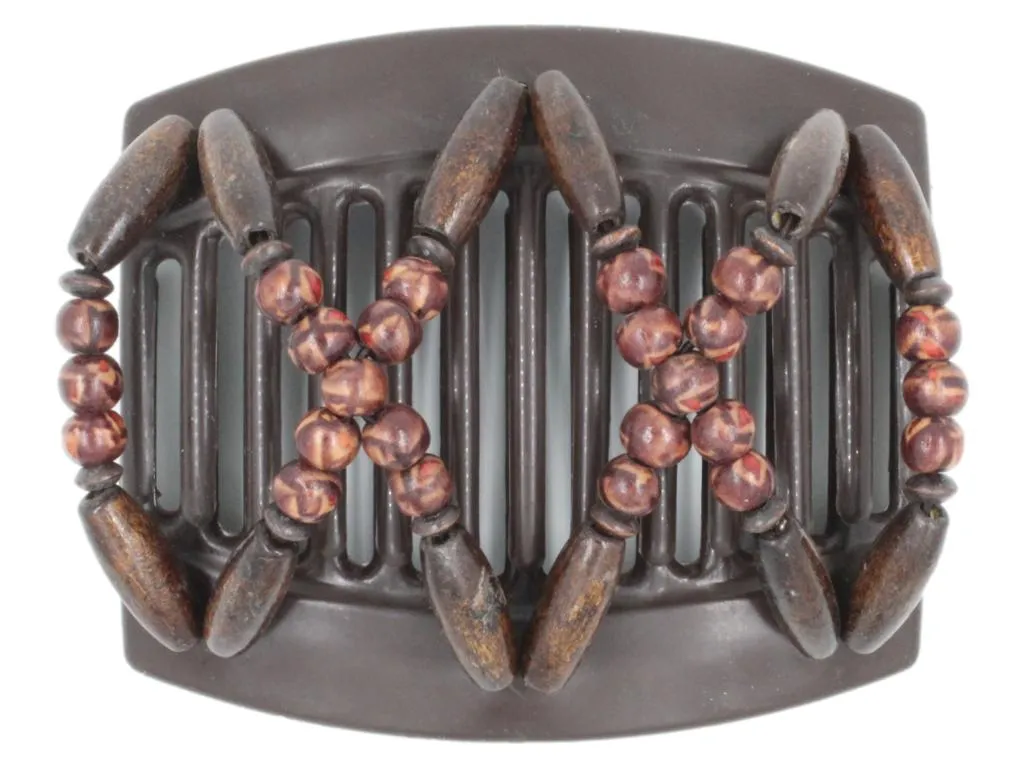 African Butterfly Thick Hair Comb - Beada Brown 200