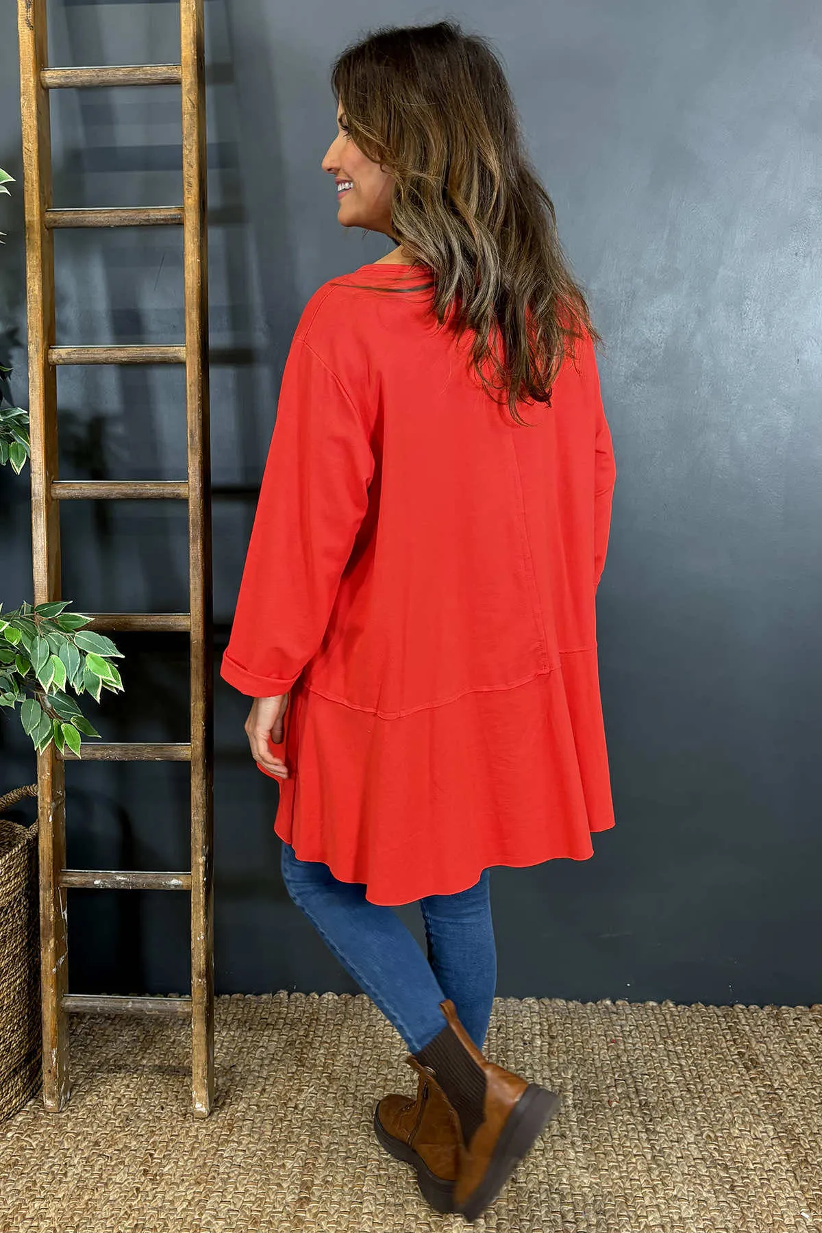 Alyssa Pocket Cotton Top Red