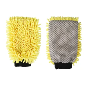 Anko Noodle Cleaning Gloves - Set of 2 | Lightweight Microfiber car wash mitt | Highly Absorbent dust & Dirt Cleaning Accessory for Cars, Window, Kitchen, Home Dusting | 17 x 27cm, Yellow