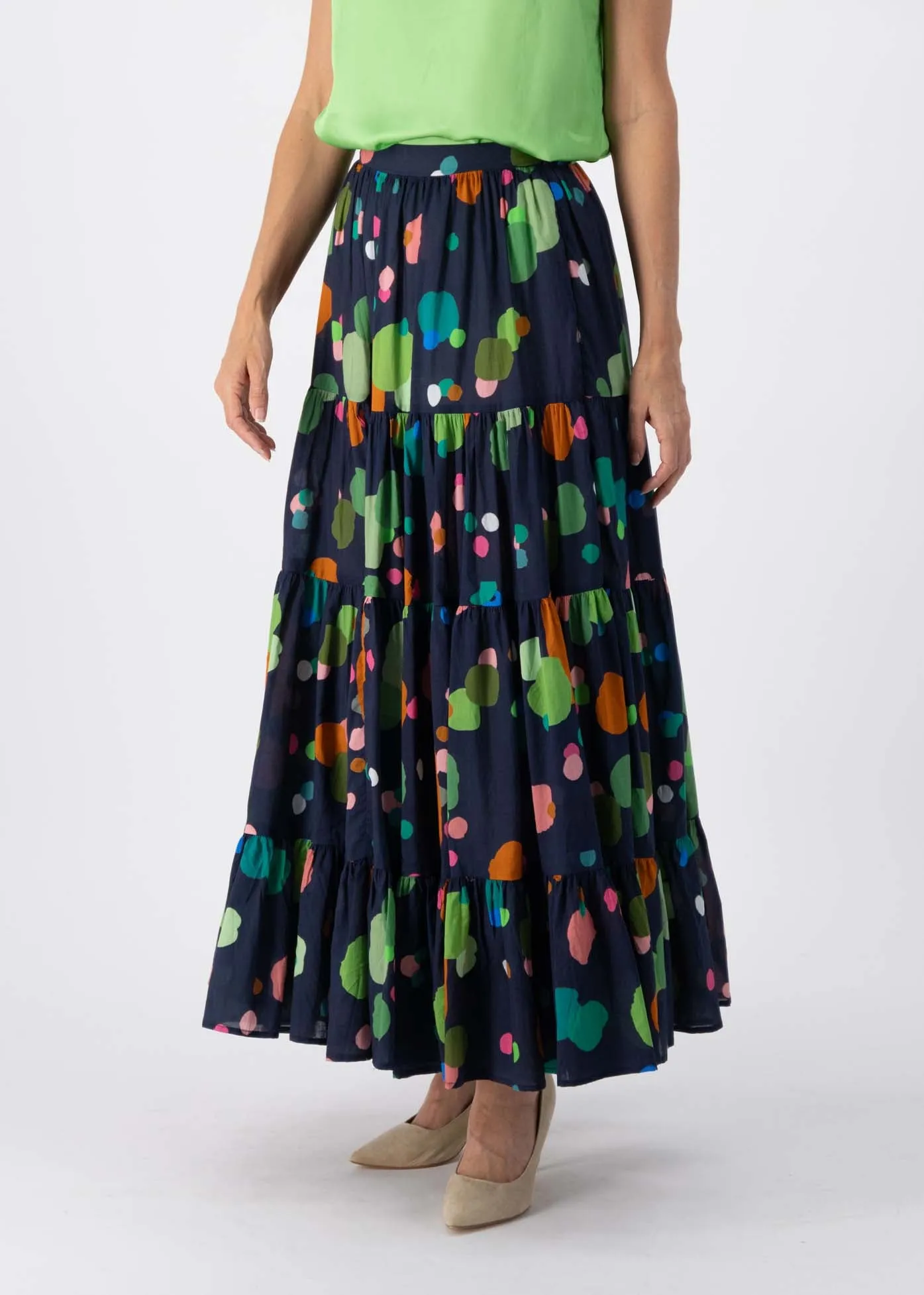 Astra LAX Tiered Skirt Navy in Cotton Voile