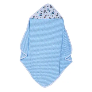 Baby Hooded Towel - Muslin Hood - Blue Stripes