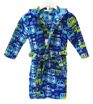 Bath Towelling Robe Hooded Cars Blue (5-8yrs)