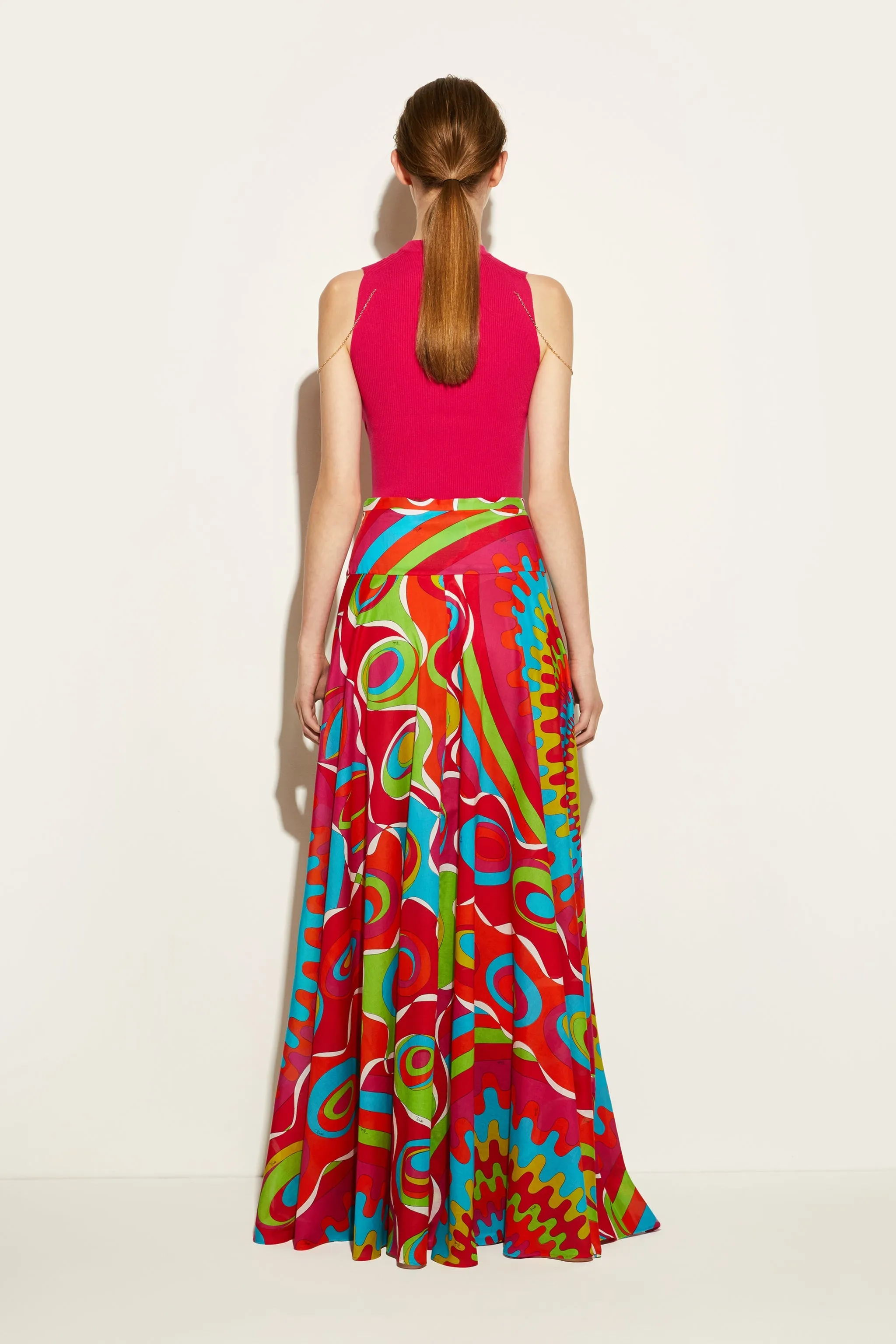 Bersaglio-Print Cotton Long Skirt