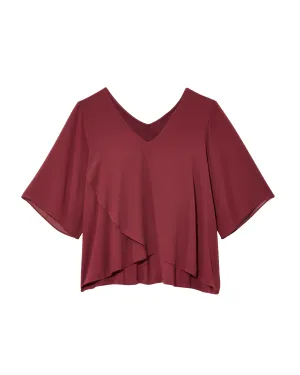 Bri Mixed Media Top | Burgundy