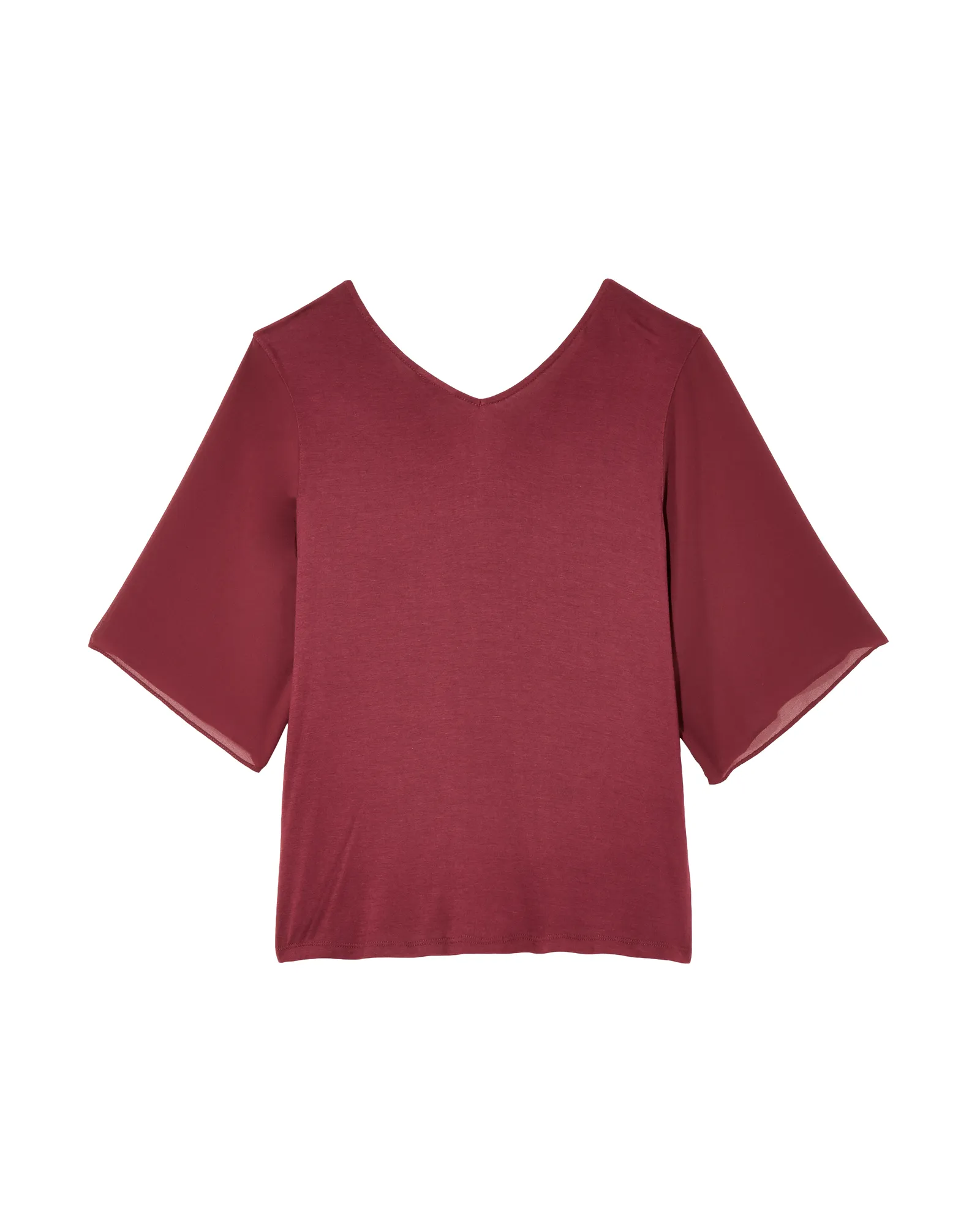 Bri Mixed Media Top | Burgundy