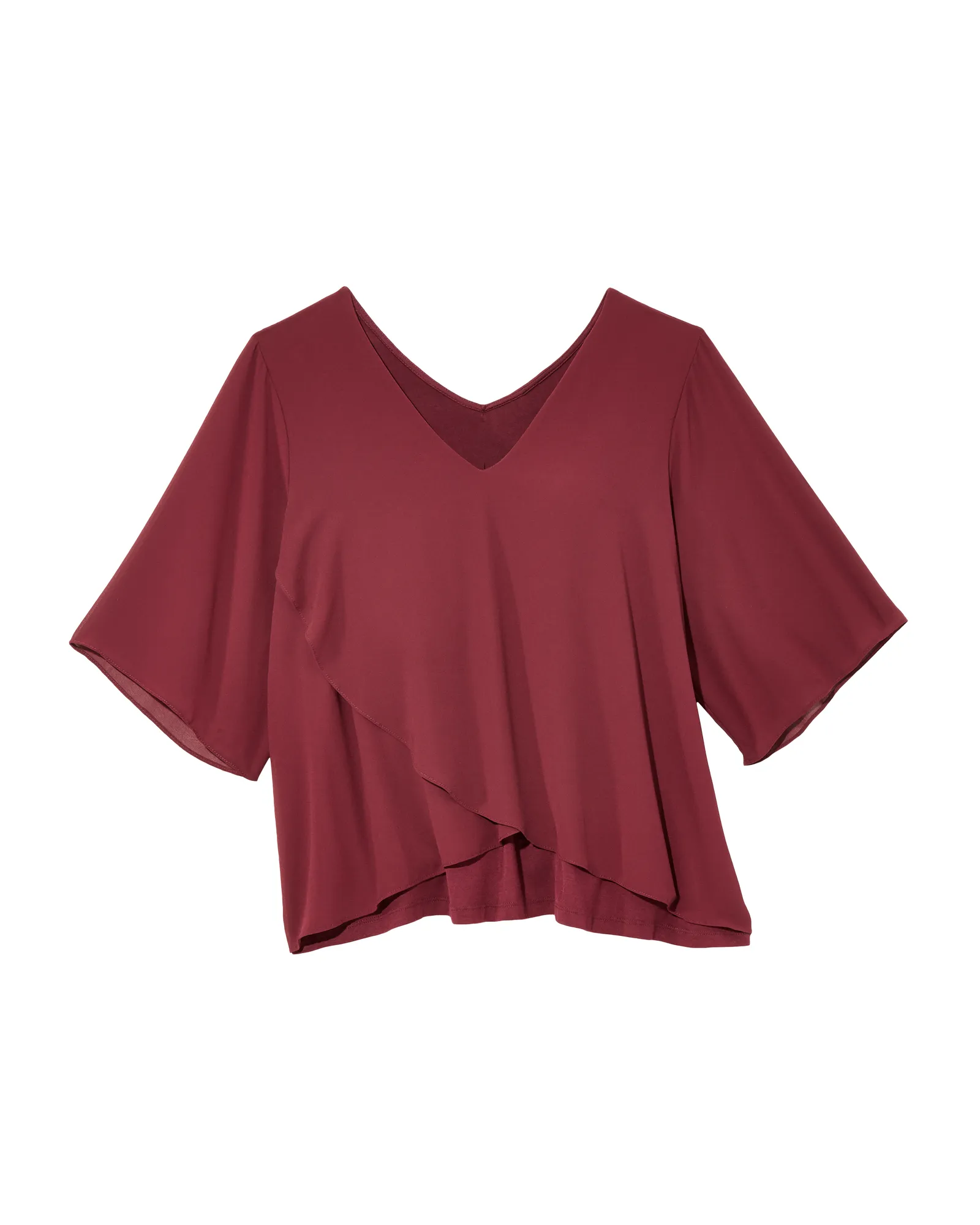 Bri Mixed Media Top | Burgundy