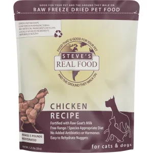 'BUNDLE DEAL FREE WIPES': Steve's Real Food Chicken Grain-Free Freeze-Dried Raw Food For Cats & Dogs 20oz