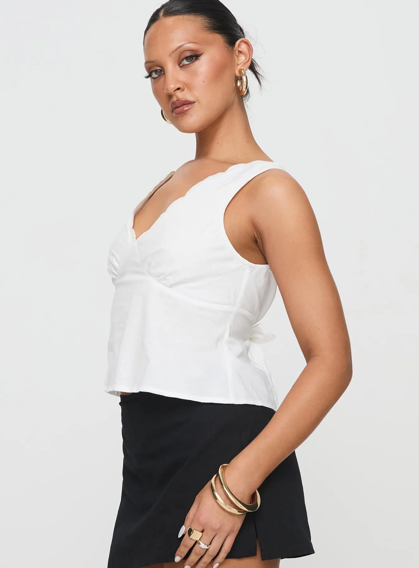 Cappucino Lace Trim Top White