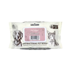 Care For The Good AntiBacterial Pet Wipes Floral 15cm x 20cm - 100 Sheets