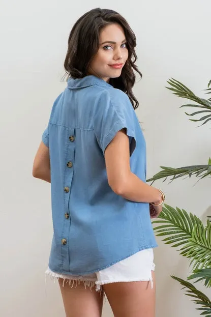 Chambray Collared Top