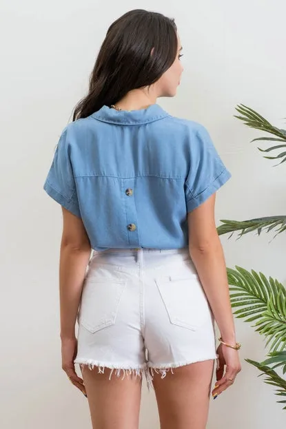 Chambray Collared Top