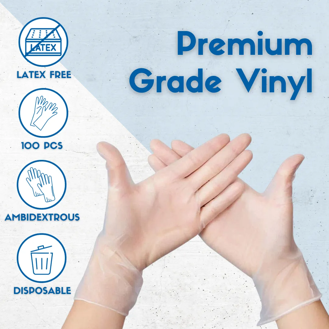 Clear Vinyl Disposable Gloves Powder Free (1000 Pack) DEAL S-M-L-XL