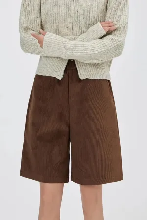 Corduroy High-Waisted Bermuda Shorts