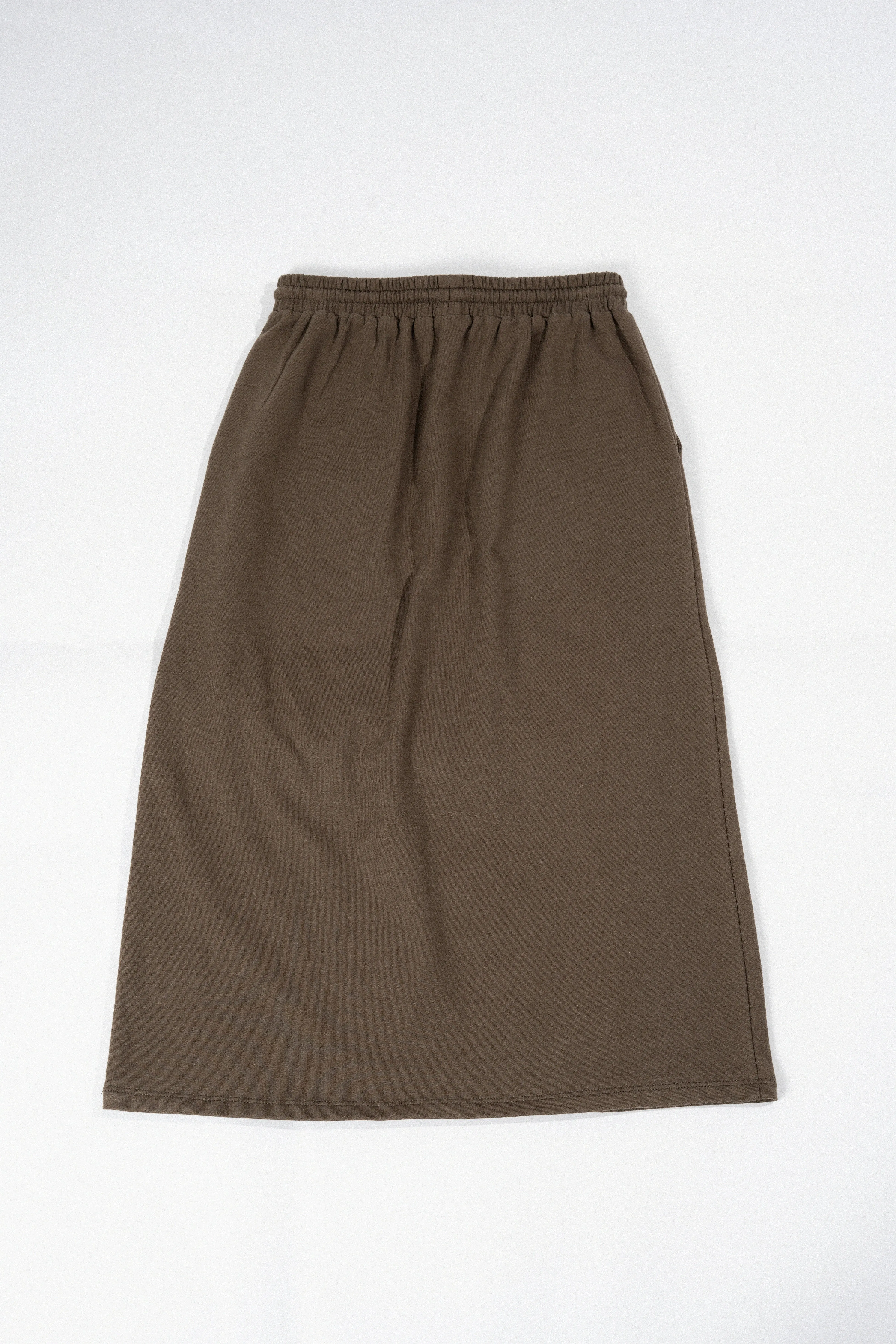 Cutline Pencil Midi Skirt (Dark Brown)