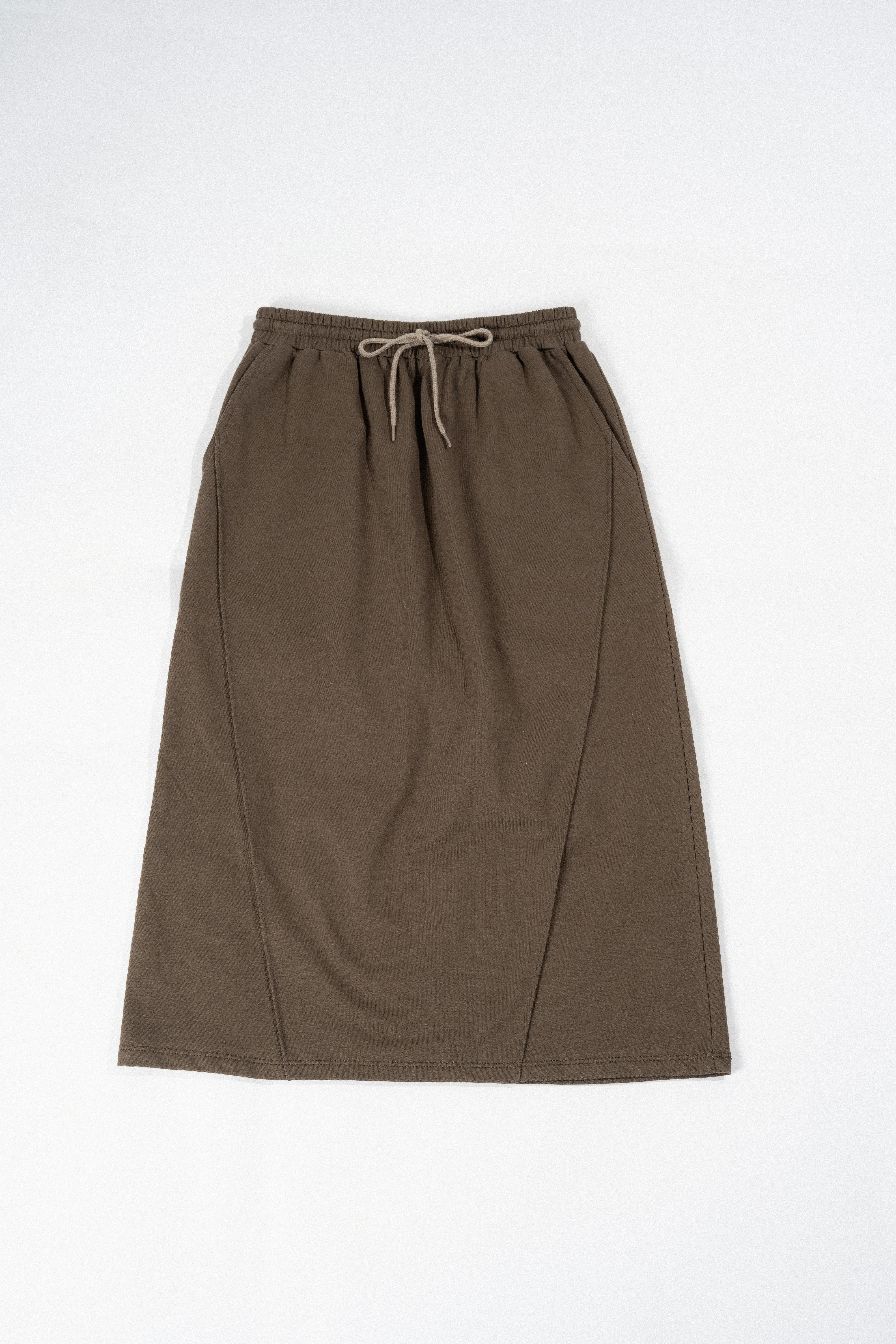 Cutline Pencil Midi Skirt (Dark Brown)