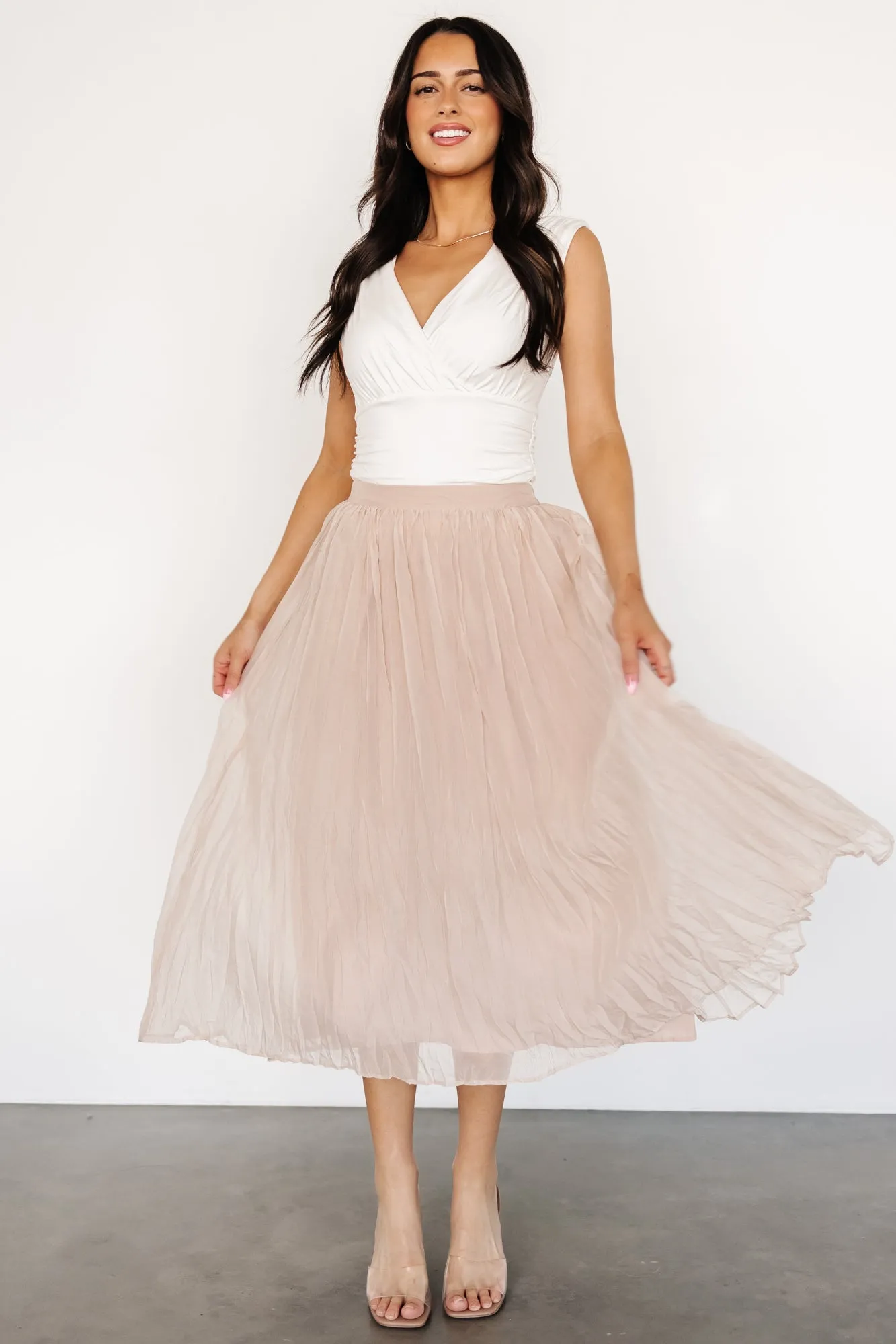 Cyra Midi Skirt | Natural