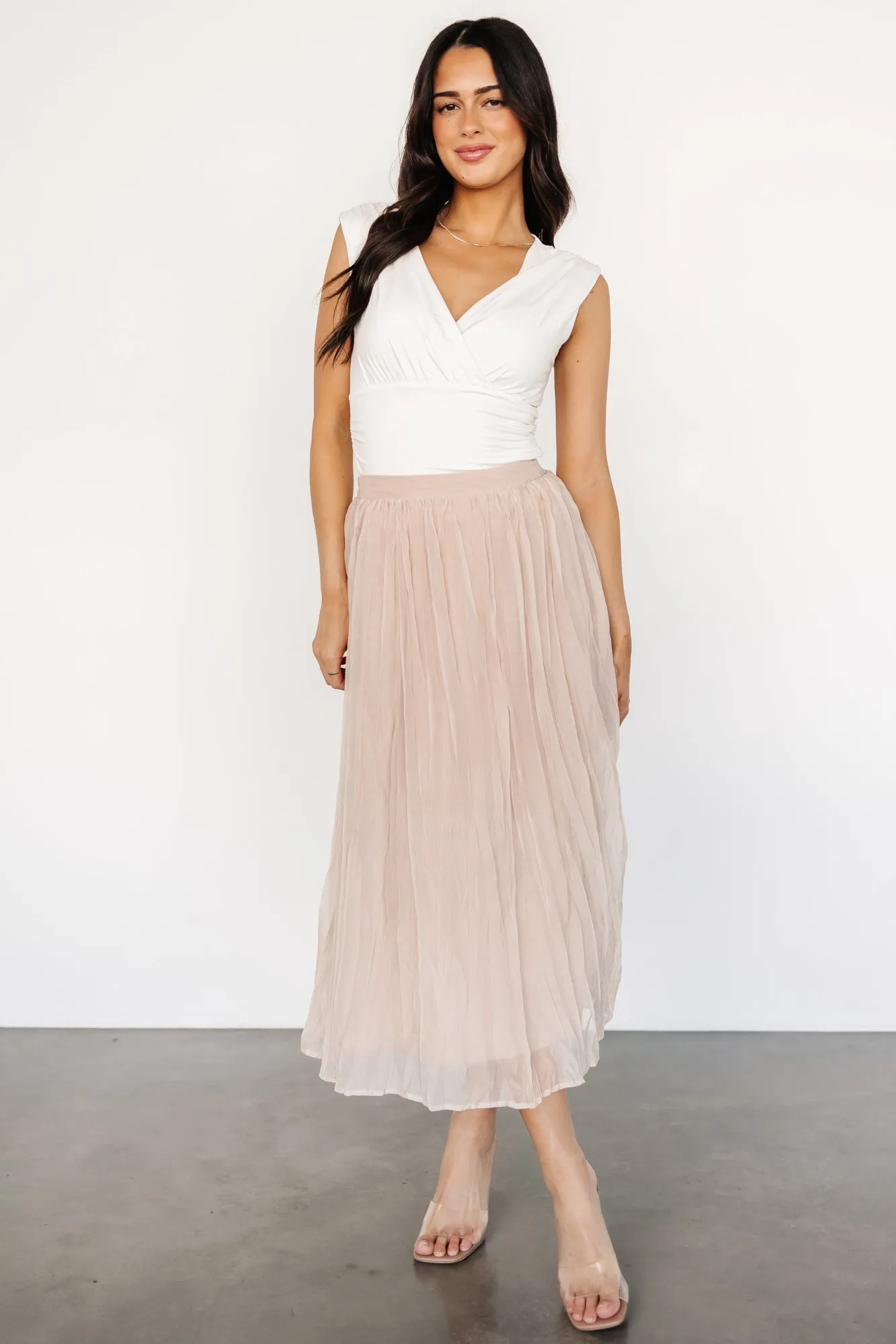 Cyra Midi Skirt | Natural