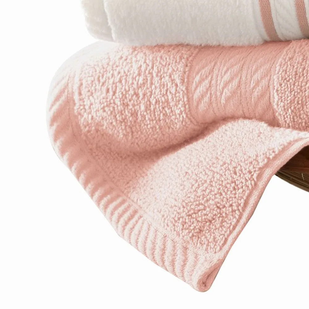 Dana 6 Piece Soft Egyptian Cotton Towel Set, Striped Pattern, Pink, White By Casagear Home