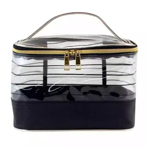 Daylogic Clear Stripped Zipper Train Case