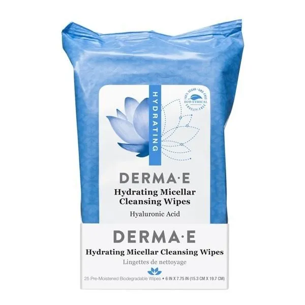 Derma-E Hydrating Micellar Cleansing Wipes 25 ct Pack