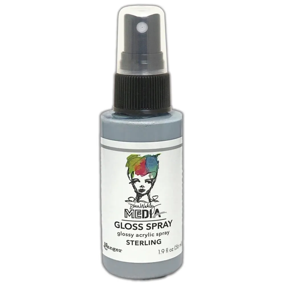 Dina Wakley Media Metallic Gloss Sprays 2oz - Sterling