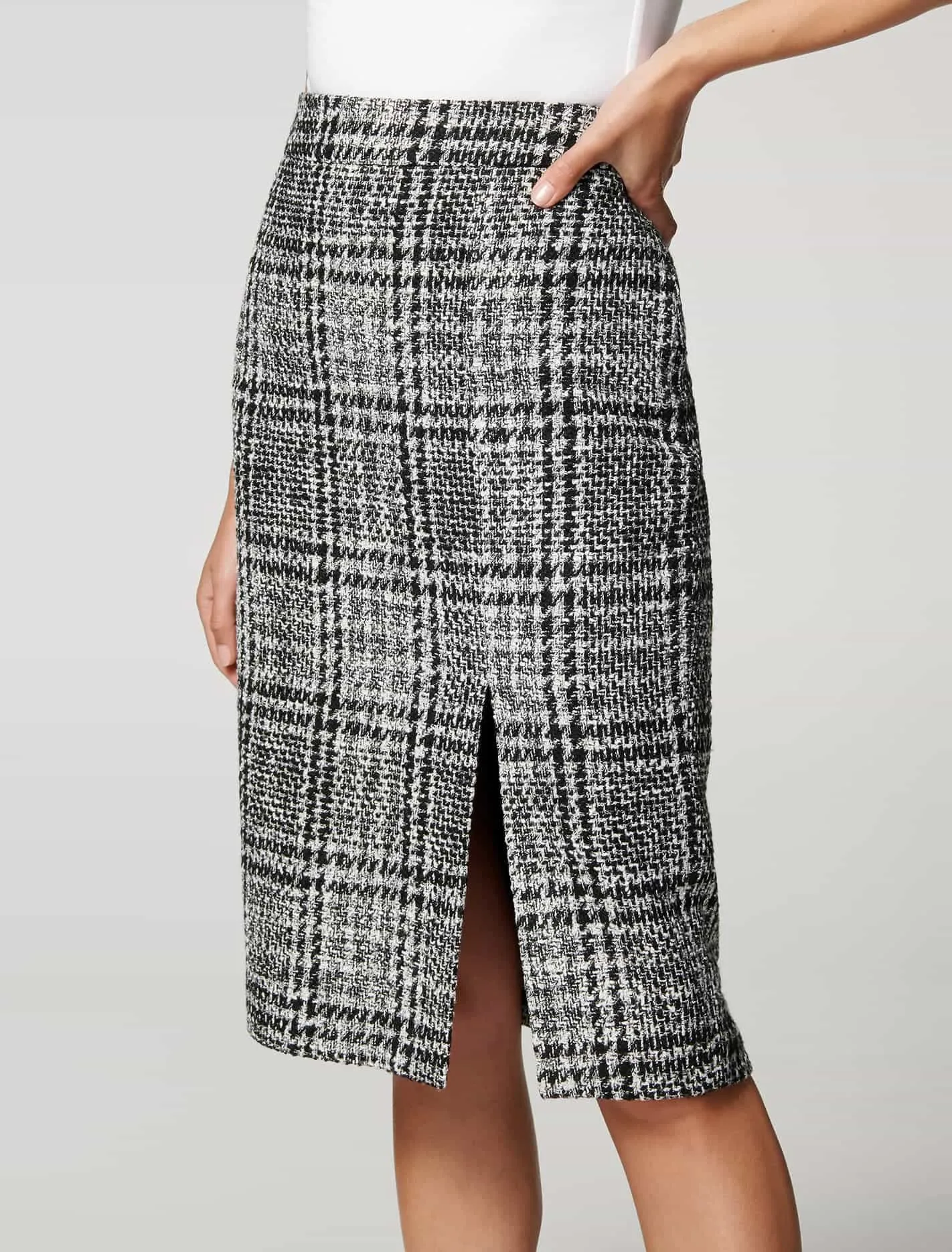 Juliet Boucle Split Midi Skirt