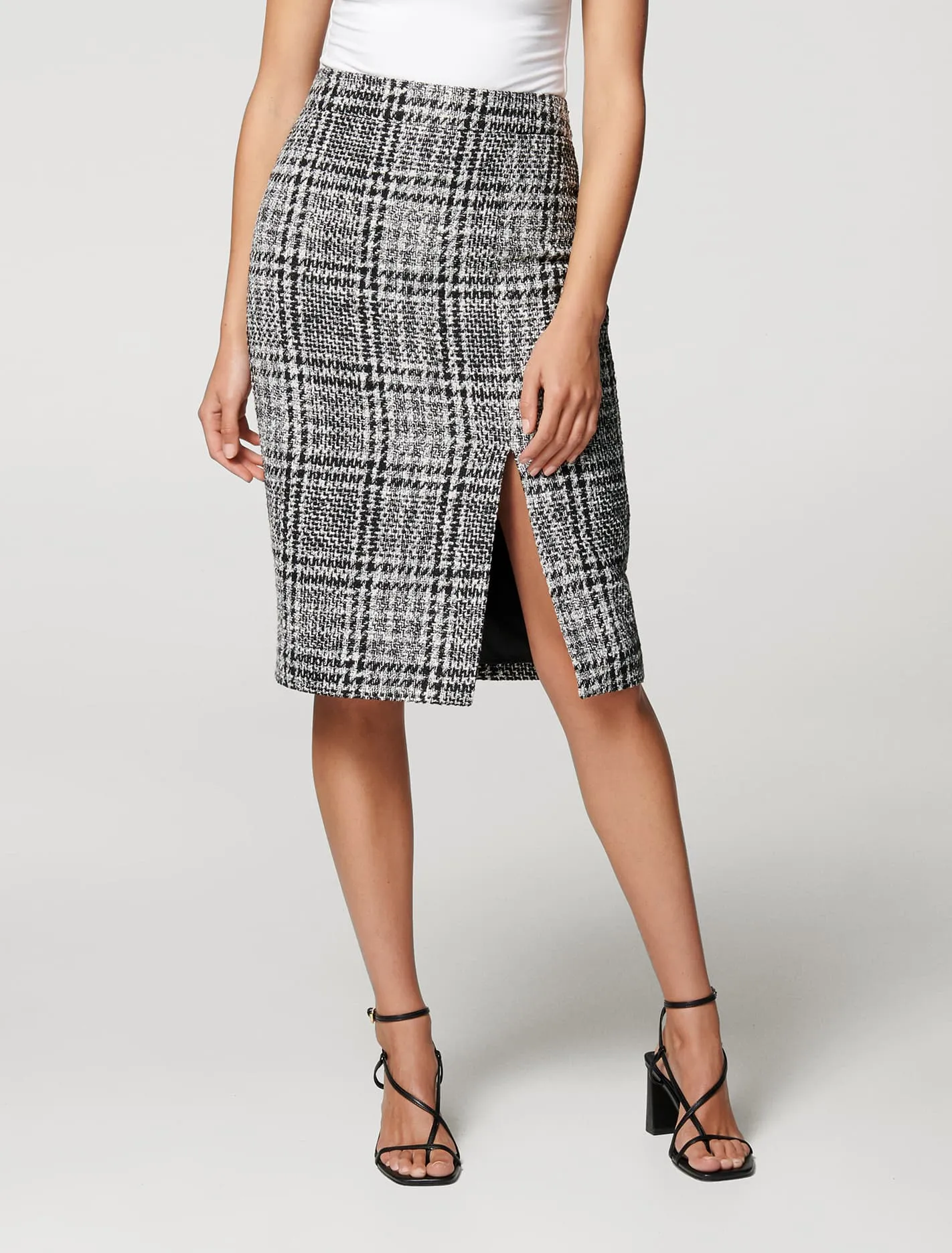 Juliet Boucle Split Midi Skirt