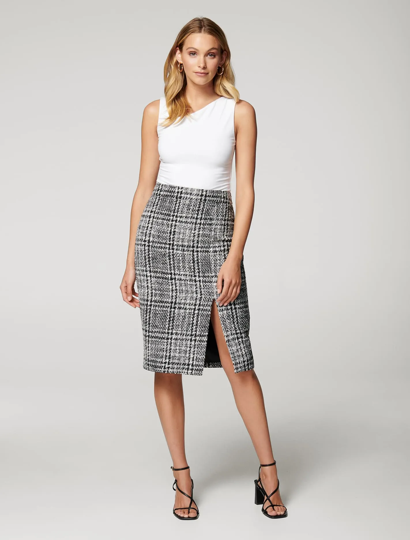 Juliet Boucle Split Midi Skirt