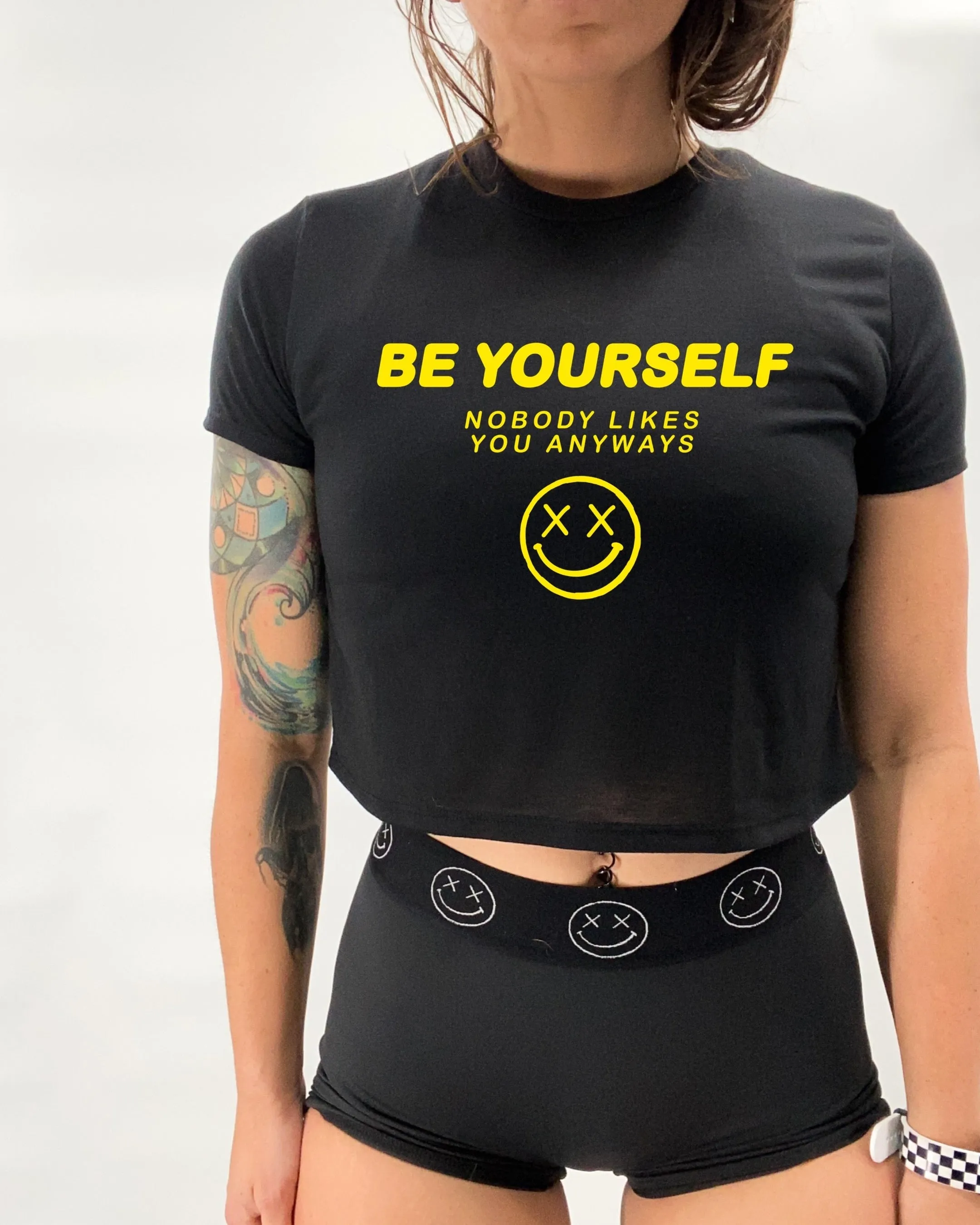 Ladies "Be Yourself" Flowy Crop Tee