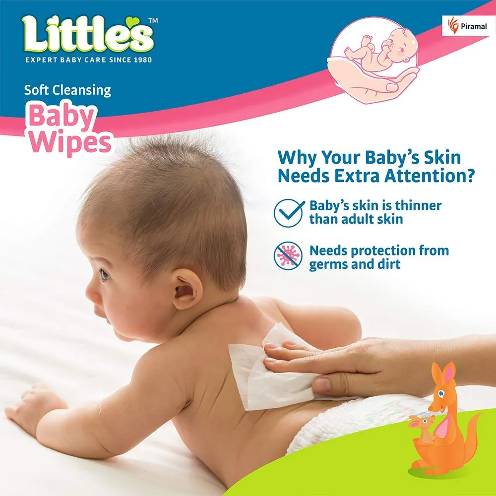 Little's Soft Cleansing Baby Wipes Lid, 80 Wipes (Pack of 4)