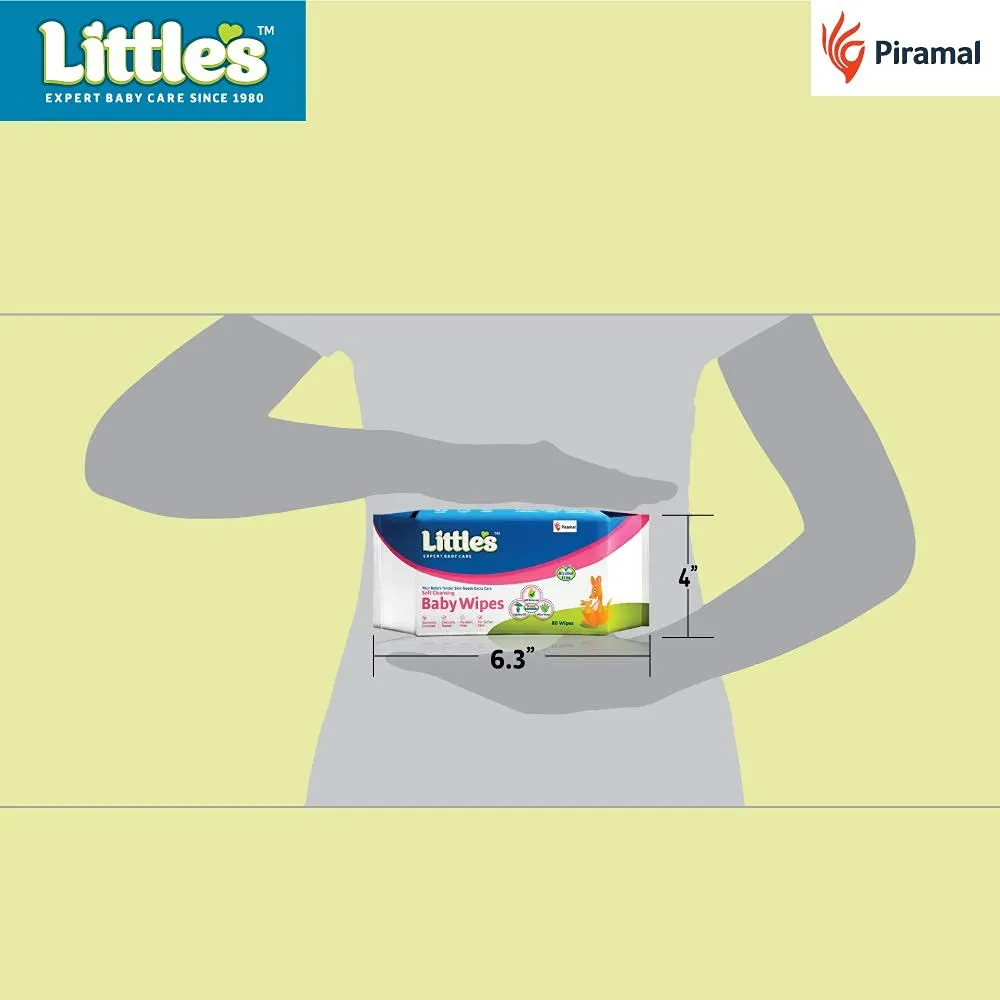 Little's Soft Cleansing Baby Wipes Lid, 80 Wipes (Pack of 4)