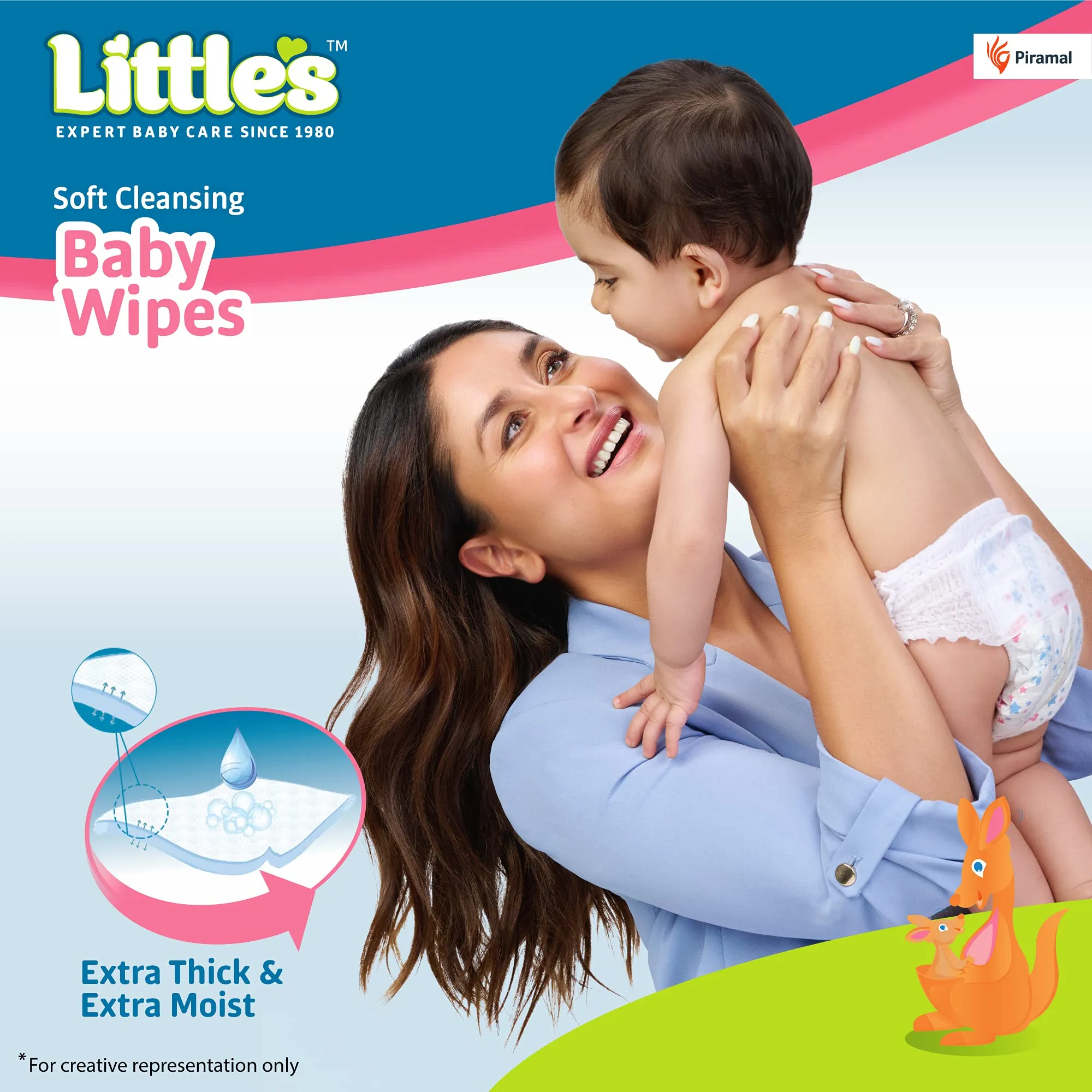 Little's Soft Cleansing Baby Wipes Lid, 80 Wipes (Pack of 5)