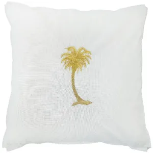 Mirage Haven Hana Palm Tree White and Gold 50x50cm Cushion Cover