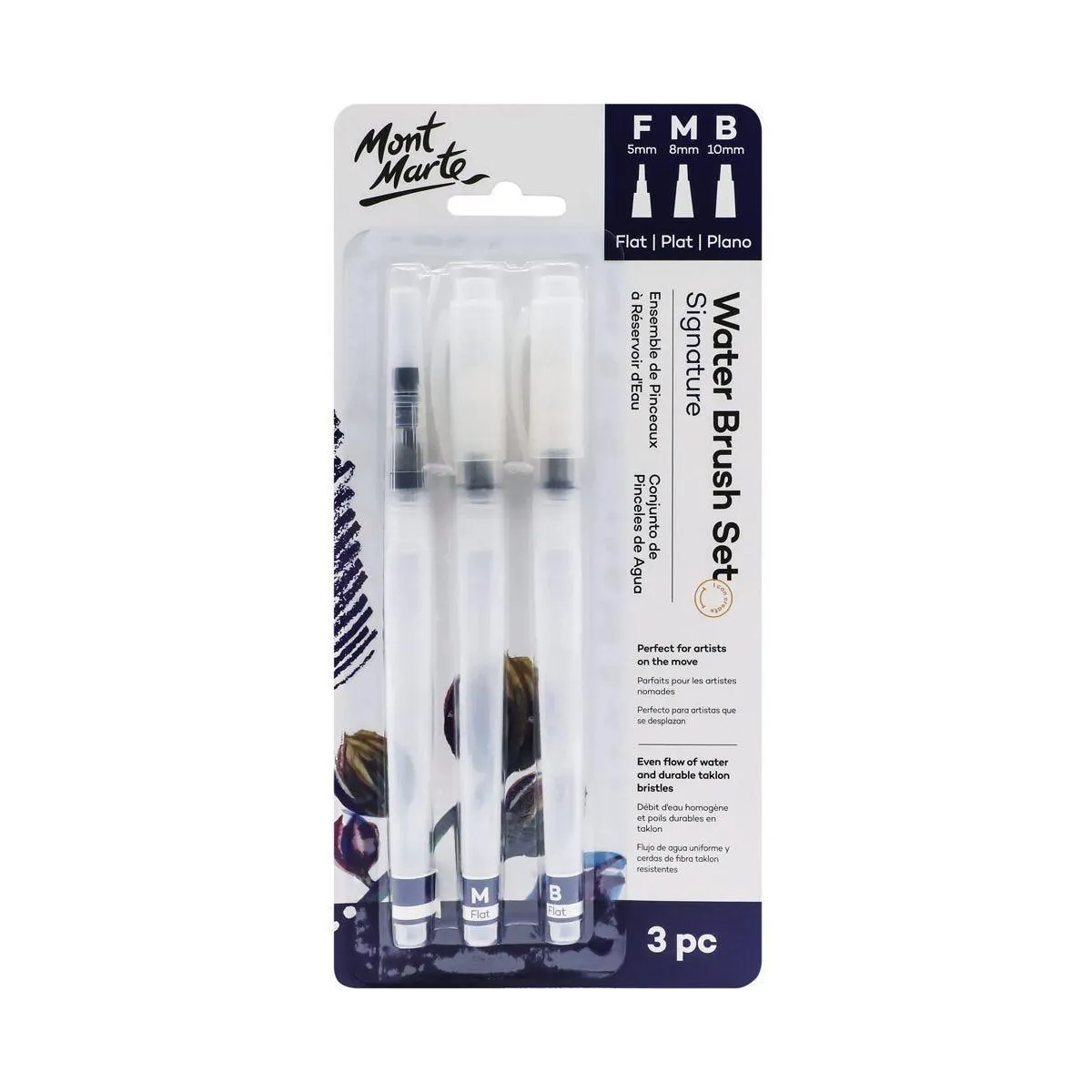 Mont Marte Water Brush Set Flat 3pcs