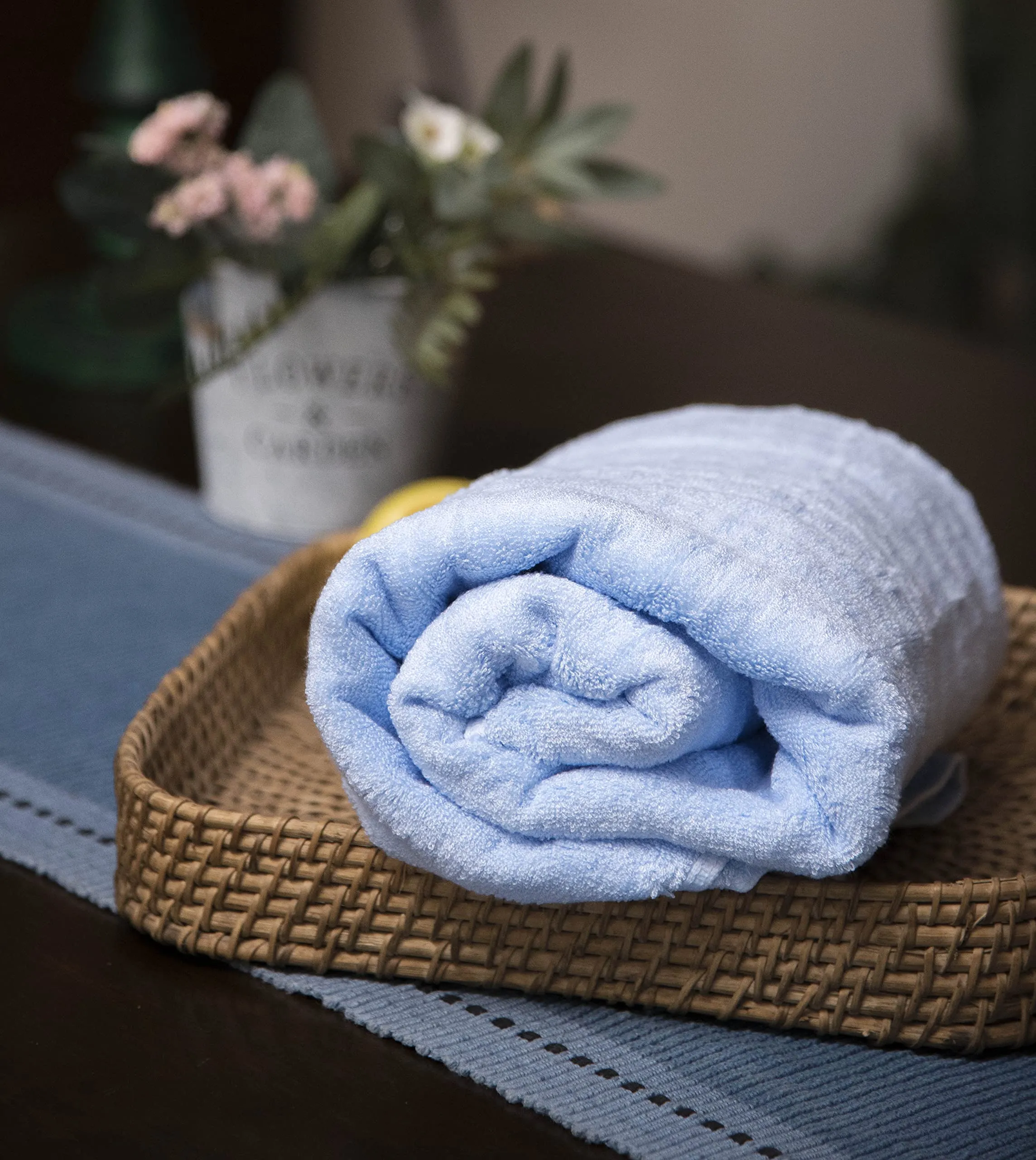 Mush Bamboo Luxurious 3 PieceTowels Set | Ultra Soft, Absorbent and Antimicrobial 600 GSM (Bath Towel, Hand Towel and Face Towel) Perfect for Daily Use and Gifting (Sky Blue)