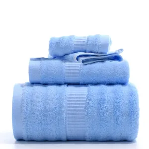 Mush Bamboo Luxurious 3 PieceTowels Set | Ultra Soft, Absorbent and Antimicrobial 600 GSM (Bath Towel, Hand Towel and Face Towel) Perfect for Daily Use and Gifting (Sky Blue)