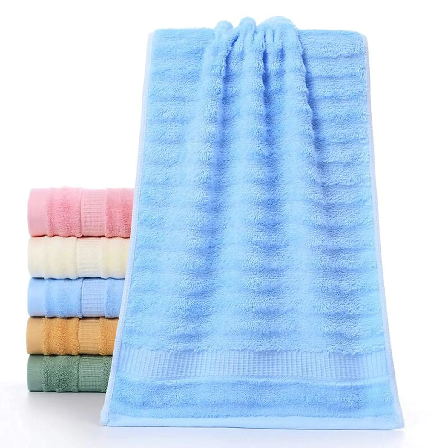 Mush Bamboo Luxurious 3 PieceTowels Set | Ultra Soft, Absorbent and Antimicrobial 600 GSM (Bath Towel, Hand Towel and Face Towel) Perfect for Daily Use and Gifting (Sky Blue)