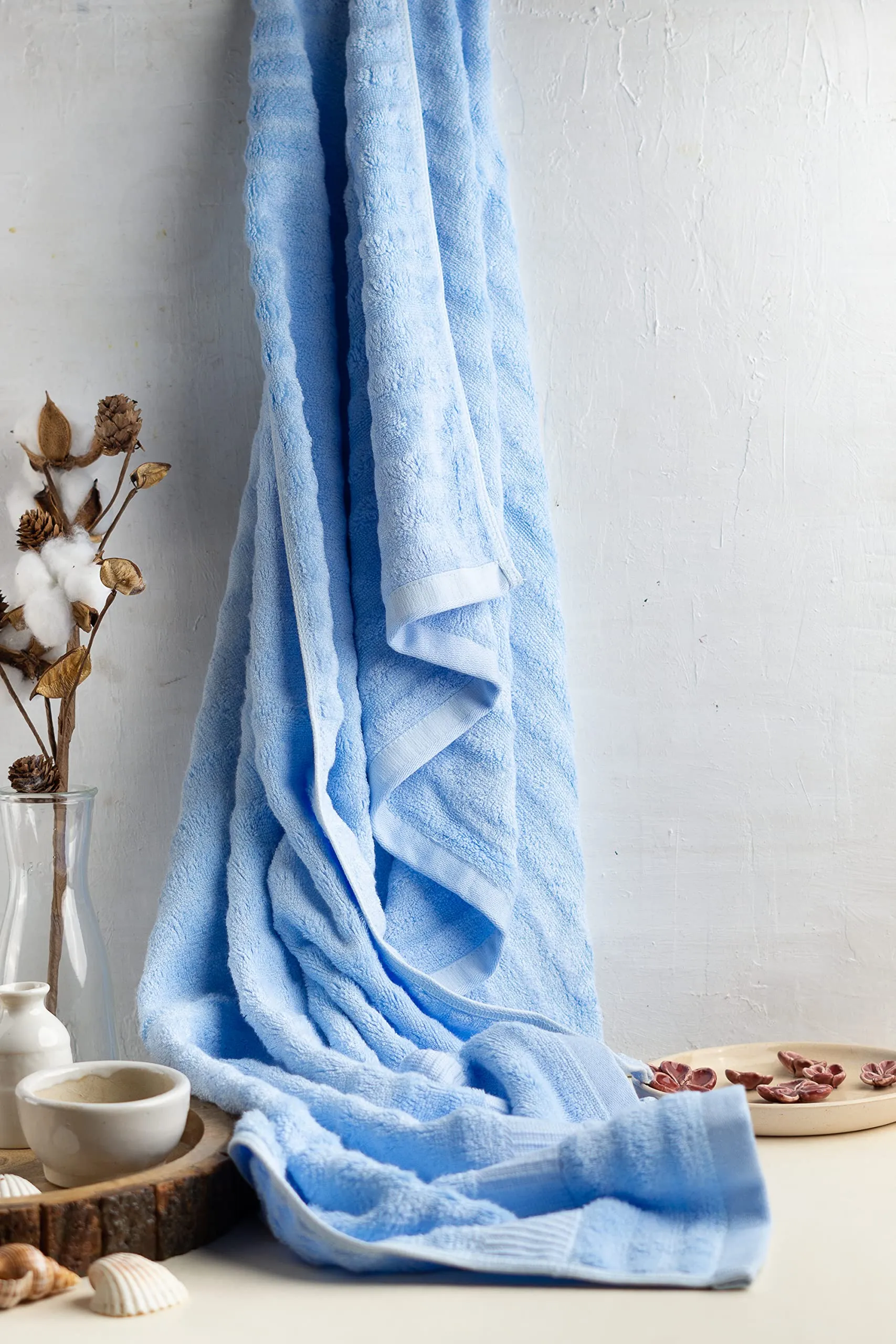 Mush Bamboo Towels for Bath Large Size | 600 GSM Bath Towel for Men & Women | Soft, Highly Absorbent, Quick Dry,and Anti Microbial | 75 X 150 cms (Pack of 1, Sky Blue)