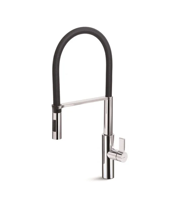 Parisi Libera Kitchen Mixer with Black Spring Spray - Chrome