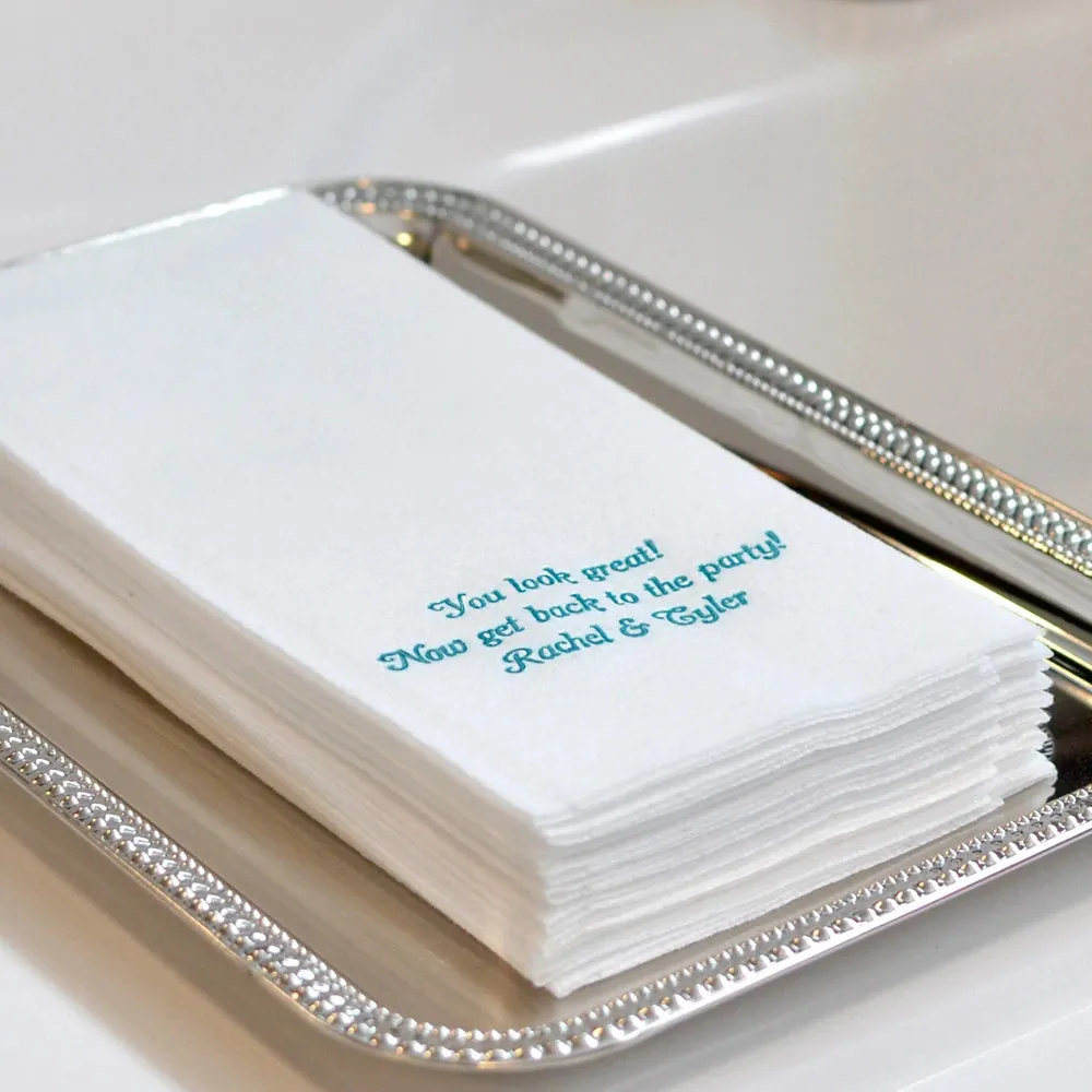 Personalized Premium Disposable Linen Feel Wedding Guest Towel Napkins